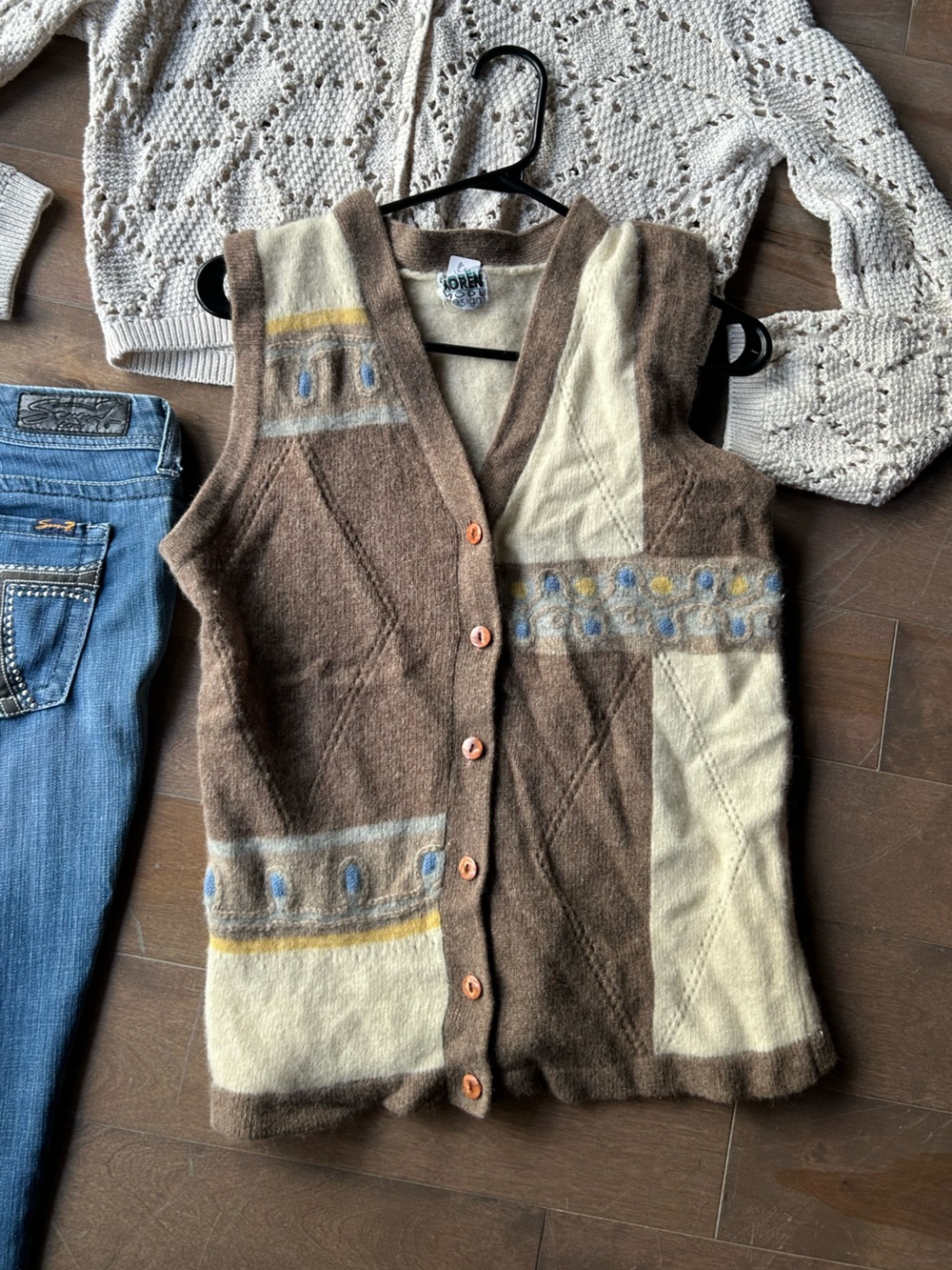 Vintage-Inspired Brown & Cream Men’s Button Cardigan Sweater